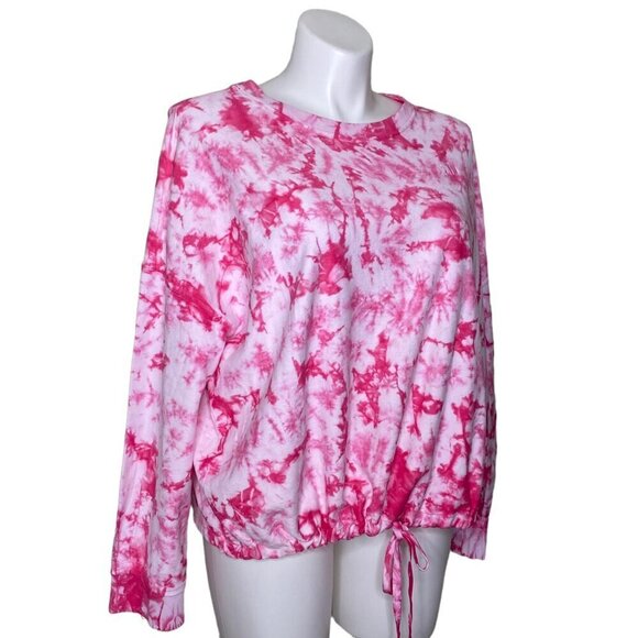 DKNY Sport Tie-Dyed Sweatshirt, NWT $69 Pink White Long Sleeves Women's Size 3X - Picture 2 of 10